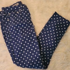 AG Adriano Goldschmied Blue White Polka Dot Jeans  Sz 30